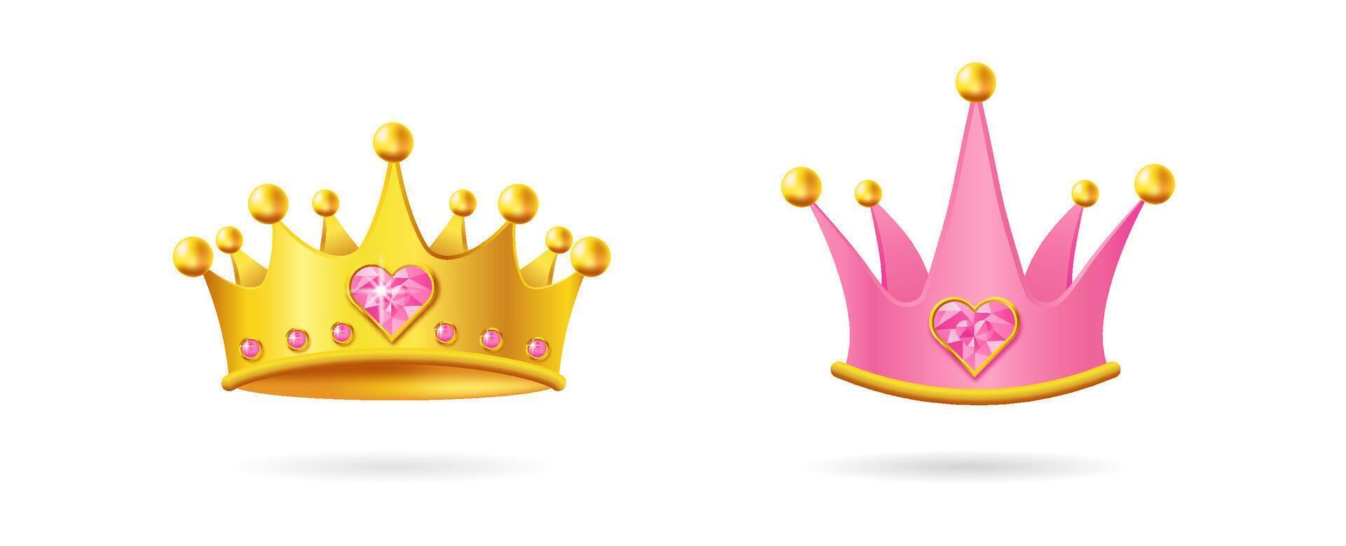 Golden tiara with sparkle for royal and wedding themes. vector