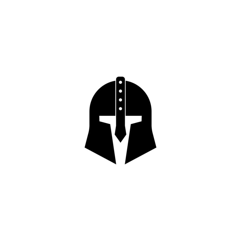 Black gladiator helmet icon for antique and medieval warfare. vector