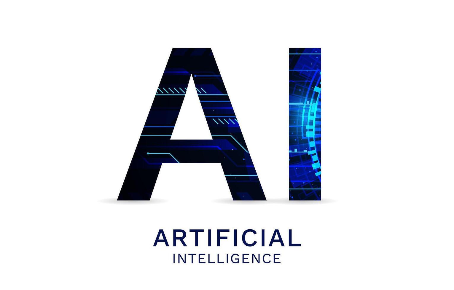 AI artificial intelligence 3d tech logo blue vector