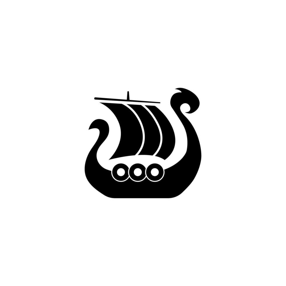 Viking warship icon with antique shields and a sail design. vector