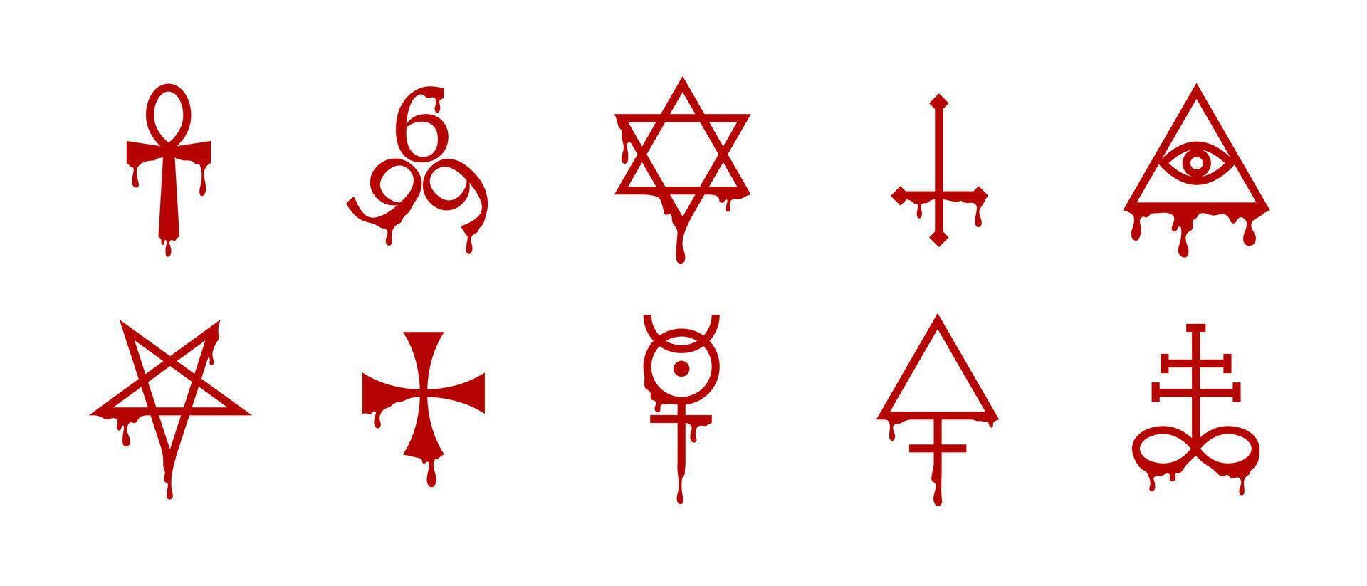 Blood red pentagram for dark magic and occult-themed designs. vector