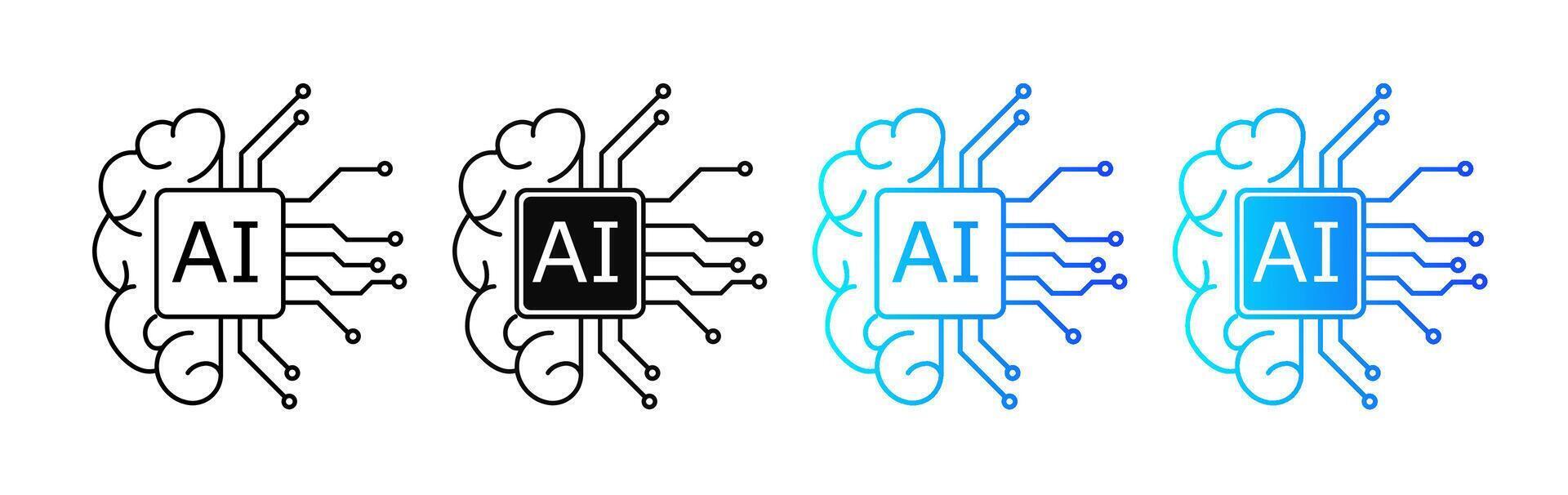 Digital brain logo with circuits for AI and innovation themes. vector