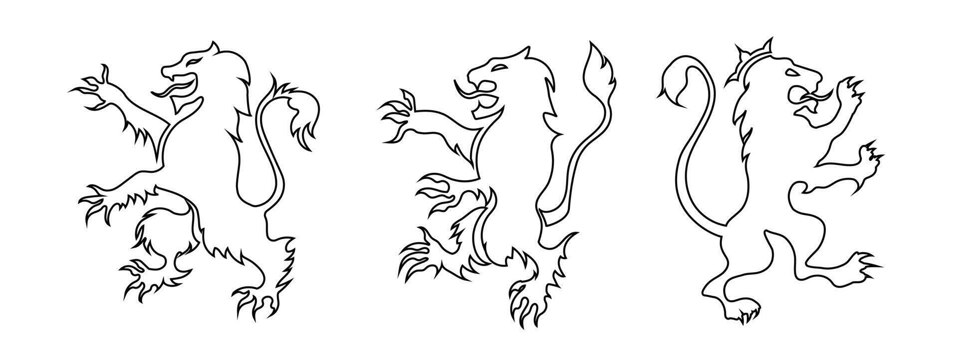Heraldic lion icon representing medieval pride and royal authority. vector