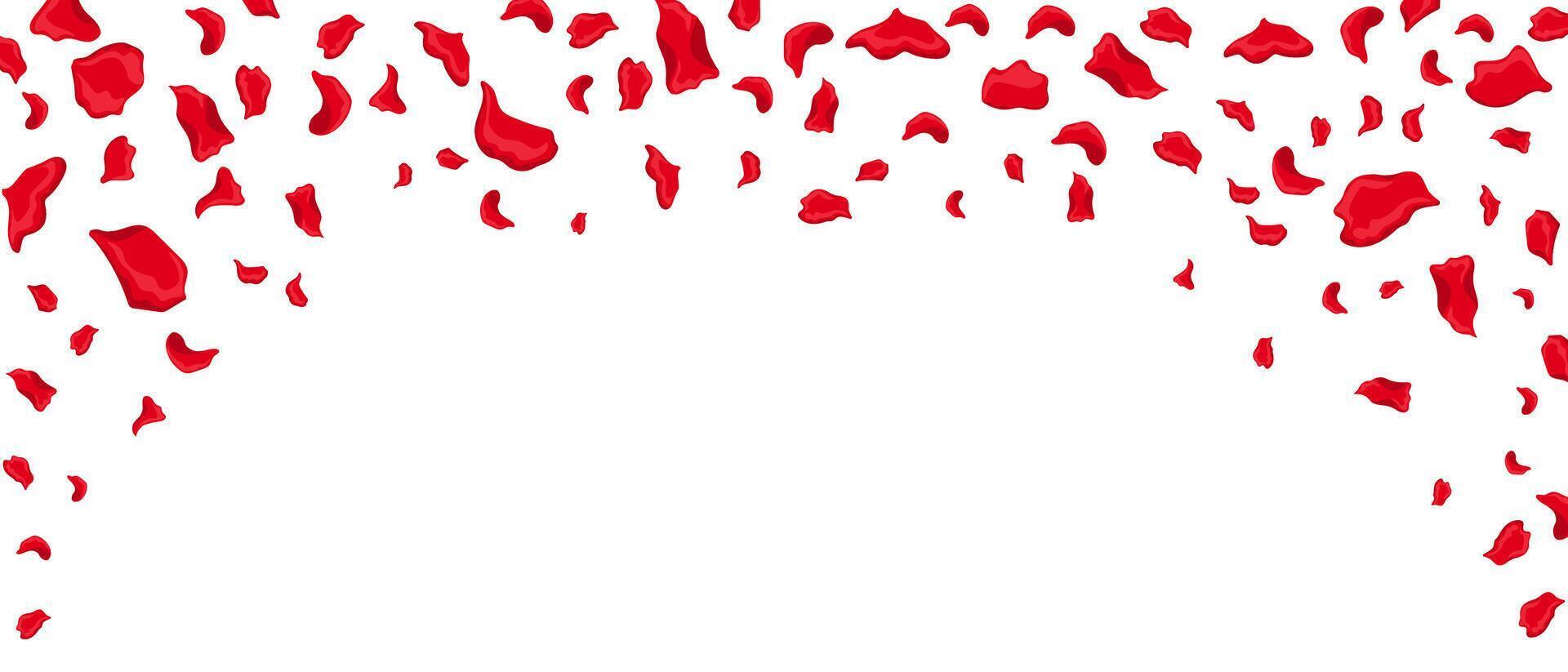 Falling red rose petals symbolizing love and romantic celebrations. vector