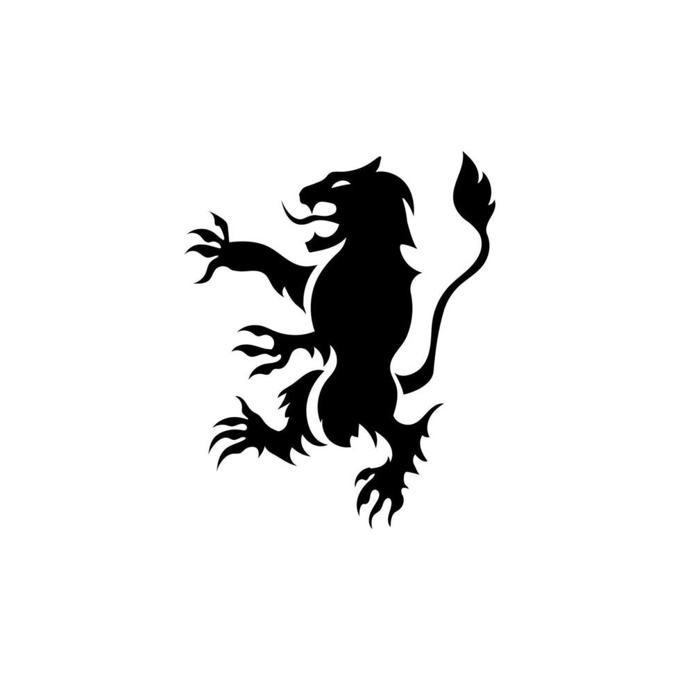 Black lion emblem symbolizing pride and royal authority. vector