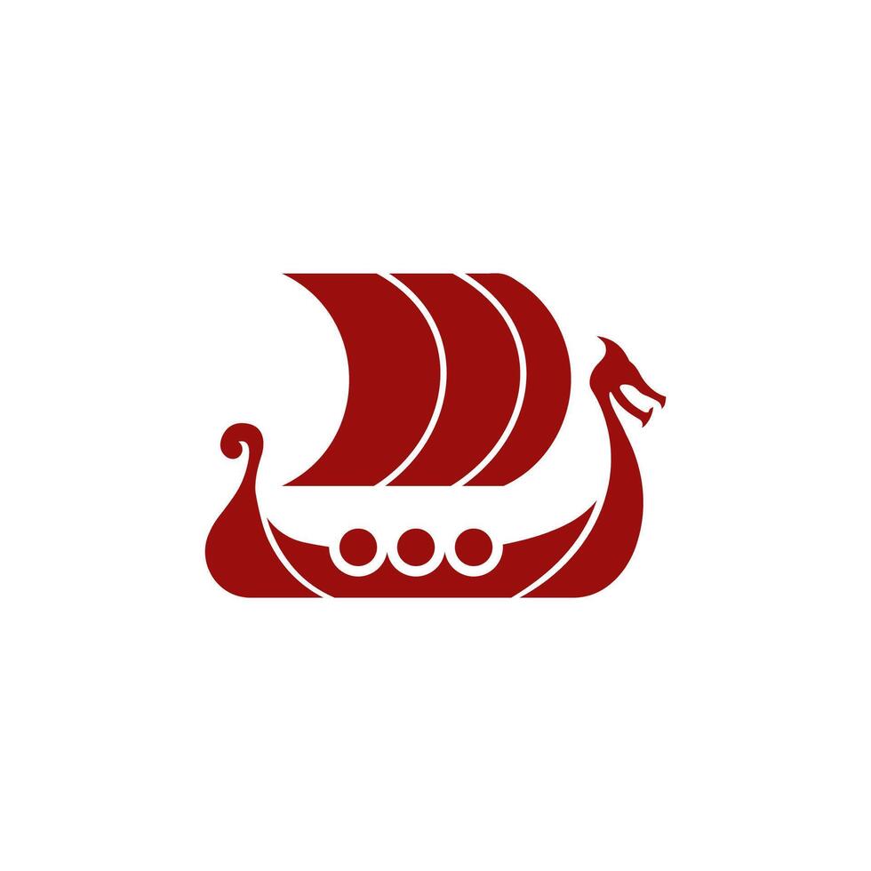 Viking boat with dragon head for Scandinavian history. vector
