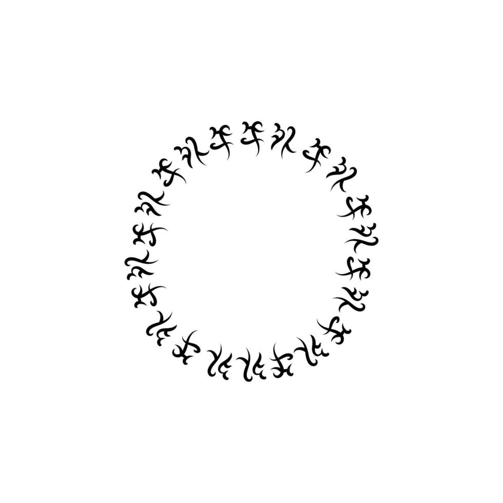 Looped black hieroglyphs with decorative and traditional design. vector