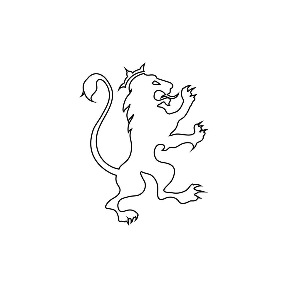Heraldic black lion icon symbolizing dynasty and noble valor. vector