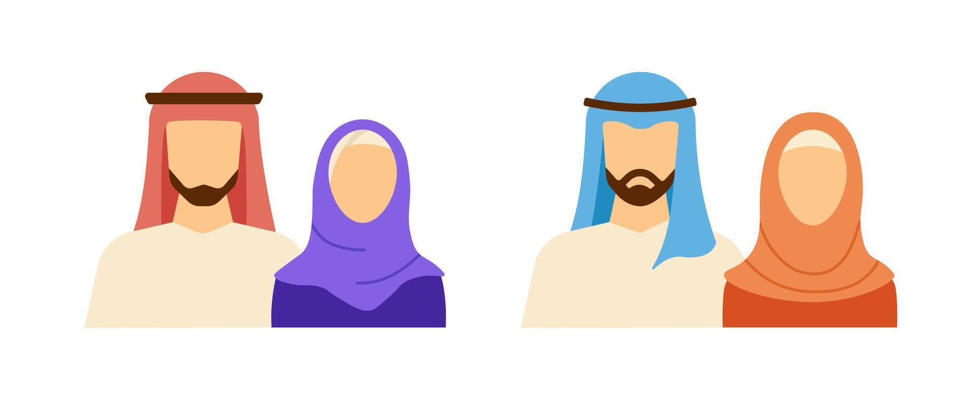 Colorful Muslim family logo representing tradition and faith. vector
