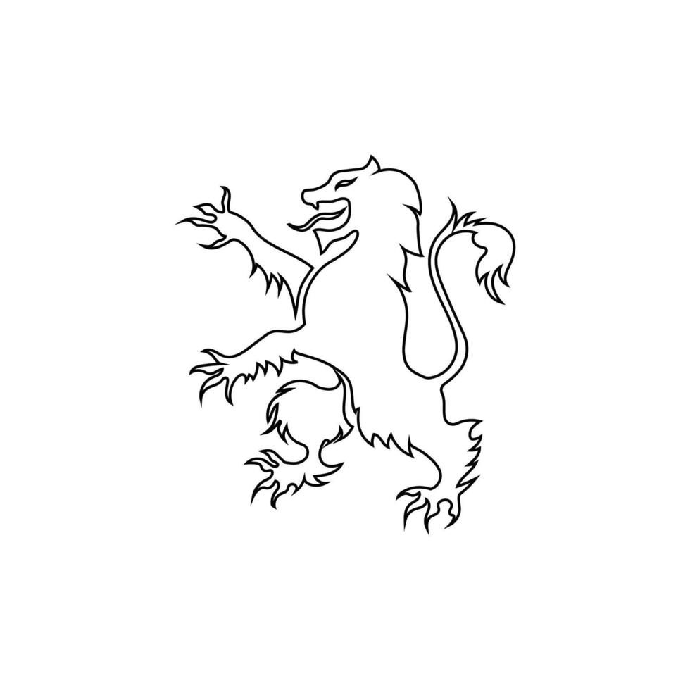 Black lion emblem symbolizing royal pride and medieval tradition. vector