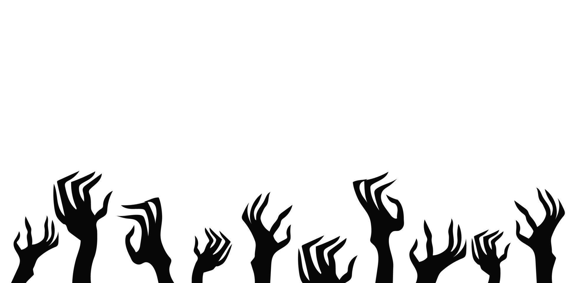 Creepy clawed hands silhouette for Halloween themes. vector