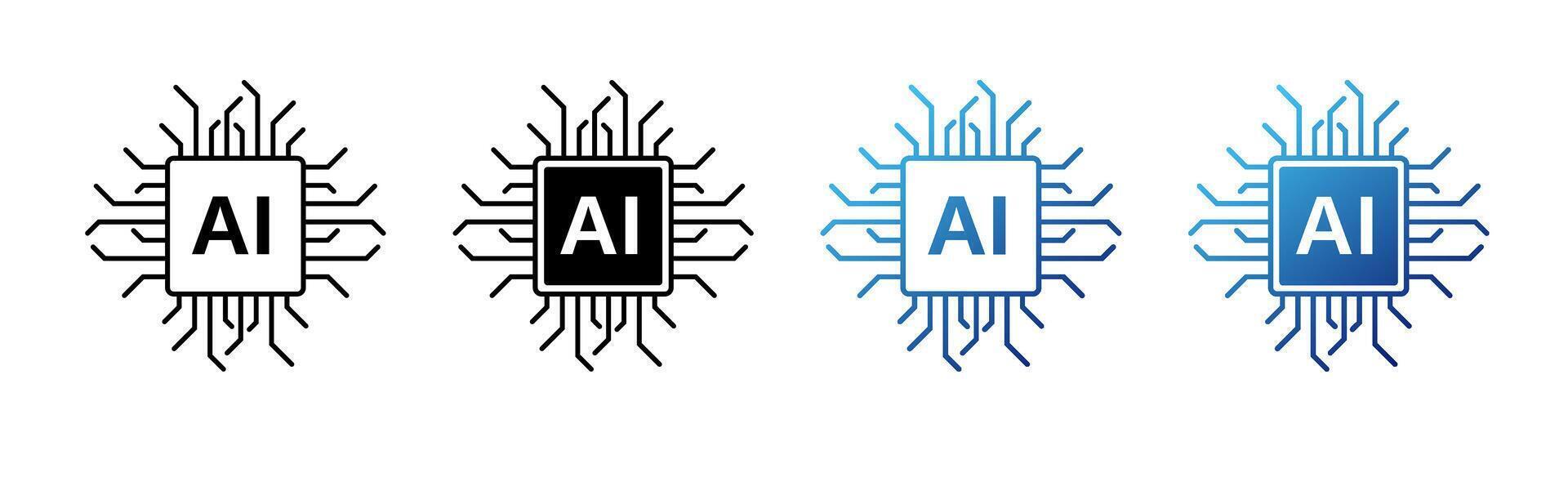 AI icon with digital circuits for modern tech and innovation. vector