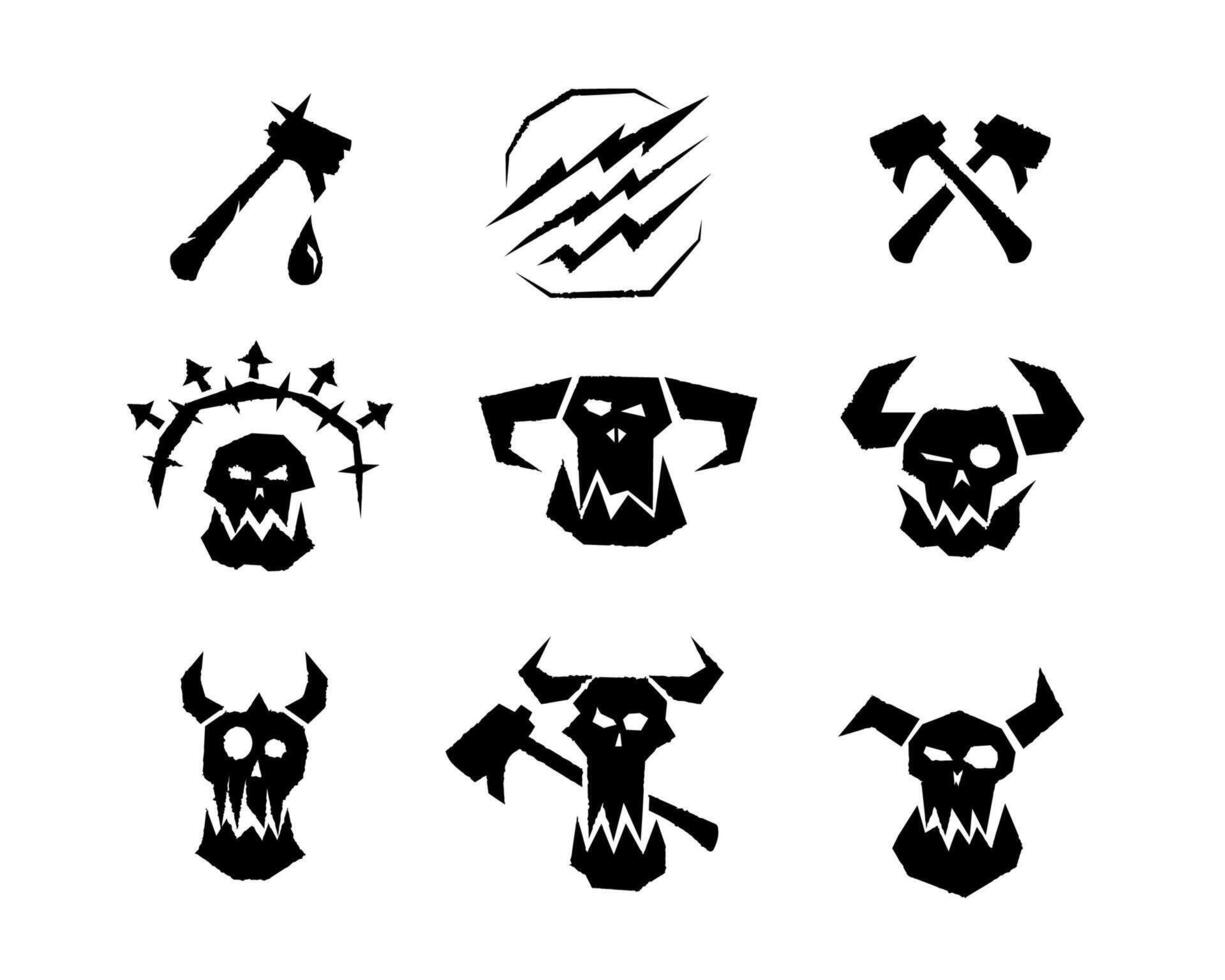 Orc icon with skull, horns, and savage design for war themes. vector