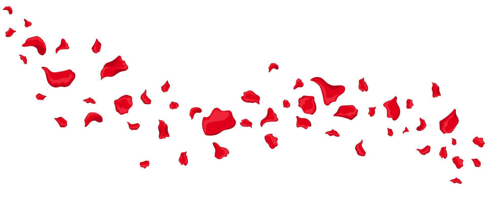 Graceful rose petals flying for romantic and holiday themes. vector