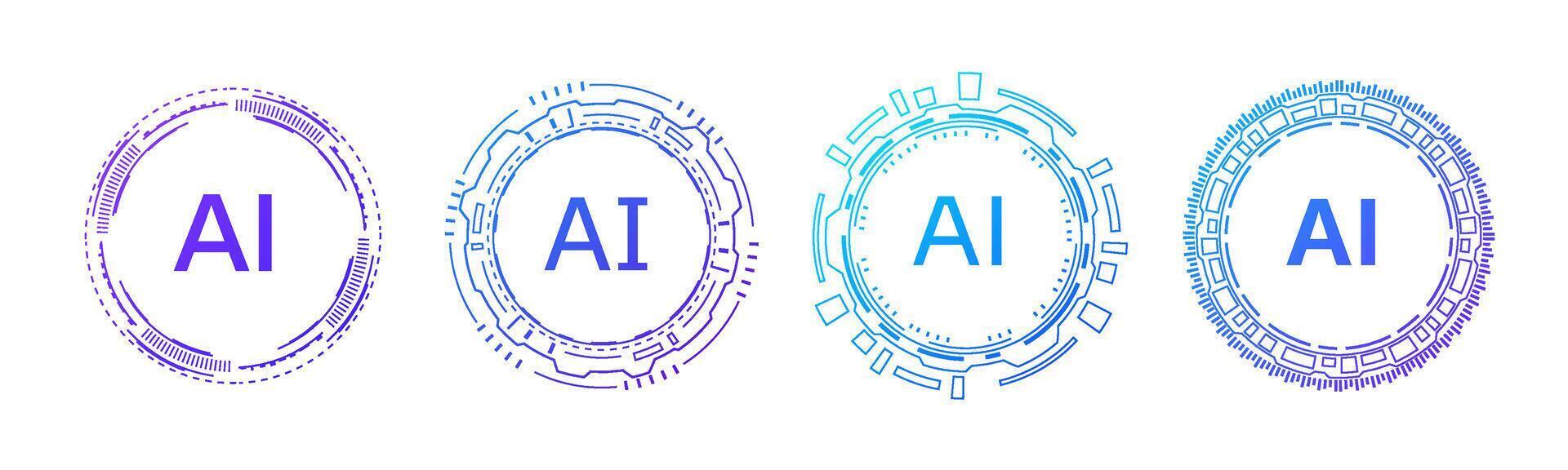 Blue AI circle frame for futuristic and modern tech designs. vector