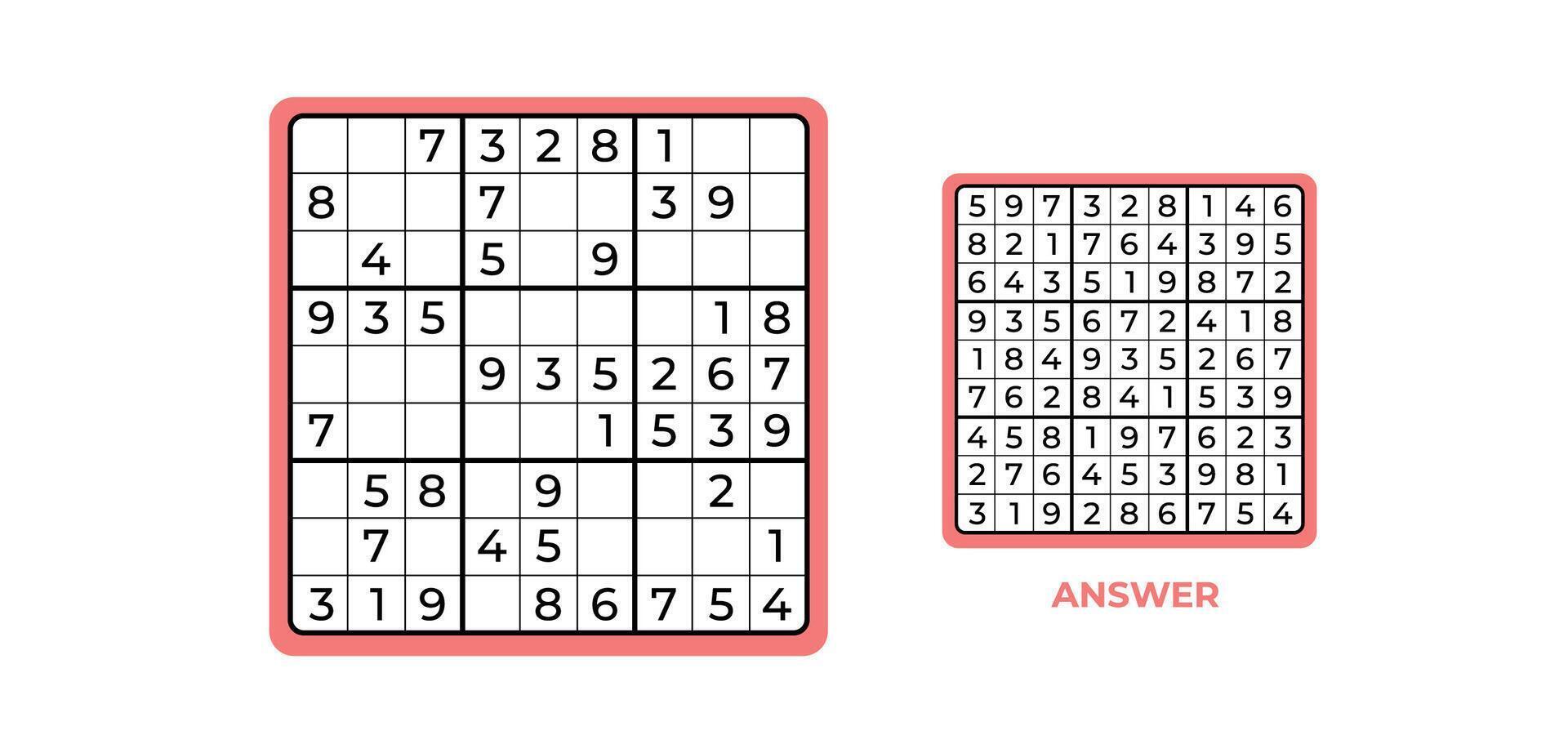 Sudoku boar intellectual game with numbers. Education game for brain activity. vector