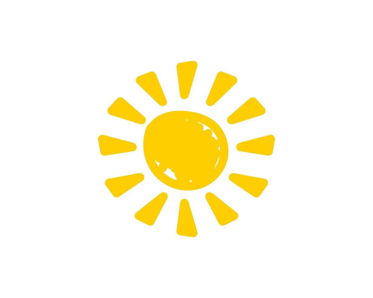 Bright yellow sun icon with simple rays on a plain background vector