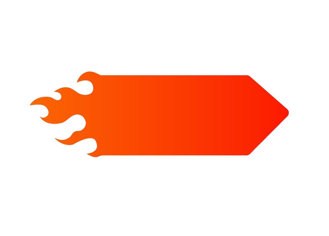 Bright flame-shaped arrow with fiery design and smooth gradients for bold visual impact vector