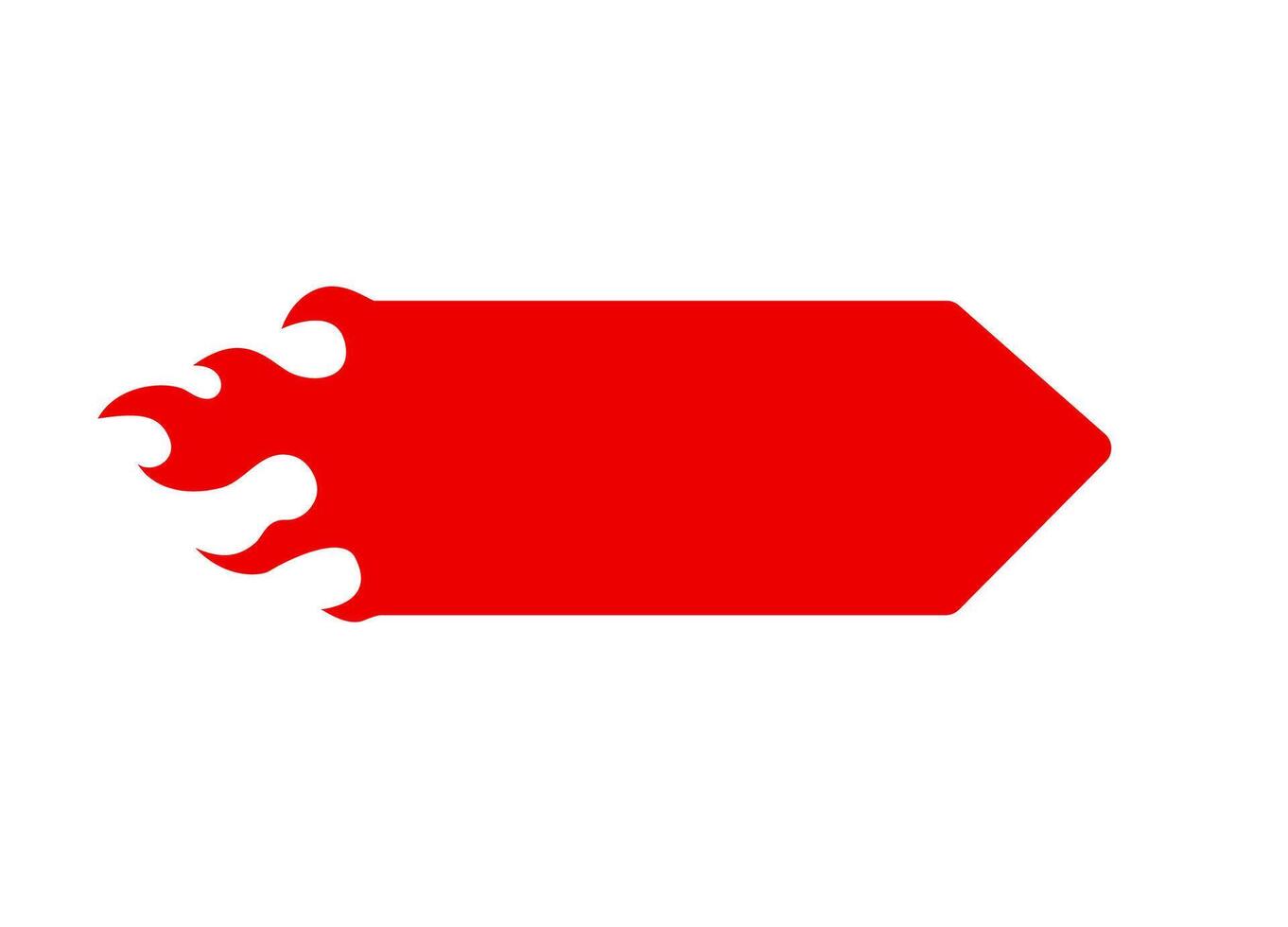 Red arrow with flame design symbolizing direction and speed in minimalist style vector
