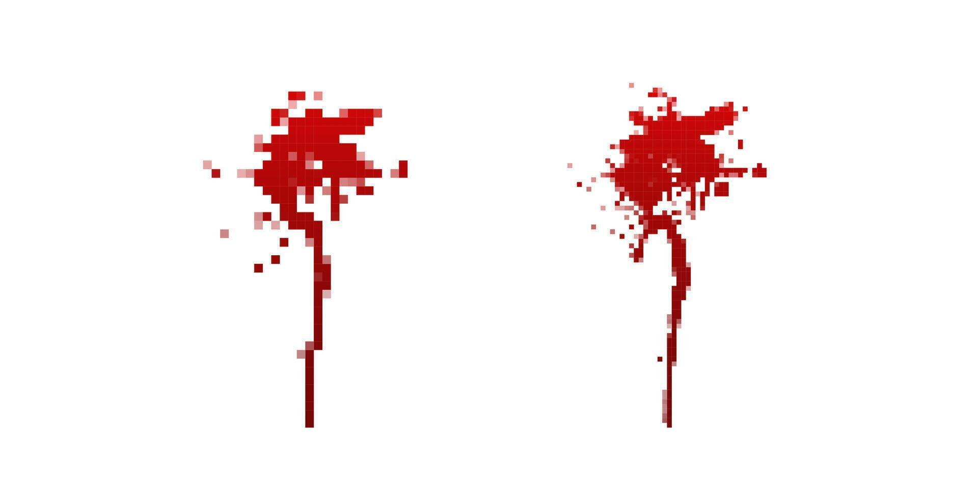 Pixel blood splatter with dripping effect vector