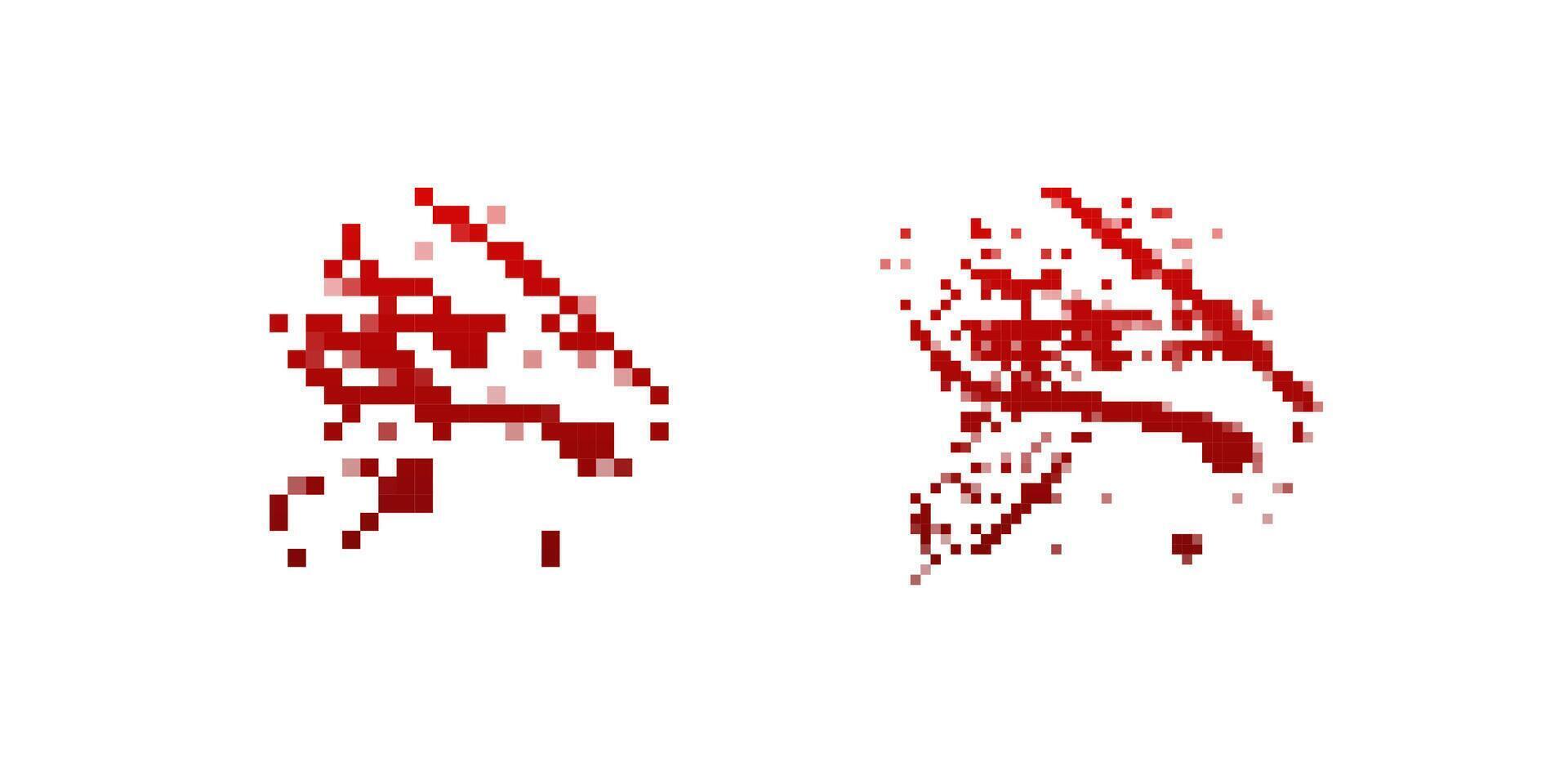 Pixelated abstract red designs with intriguing shapes and unique artistic patterns vector