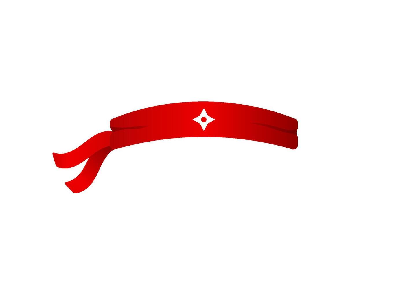 Bright red ninja headband with white star symbol on plain background vector