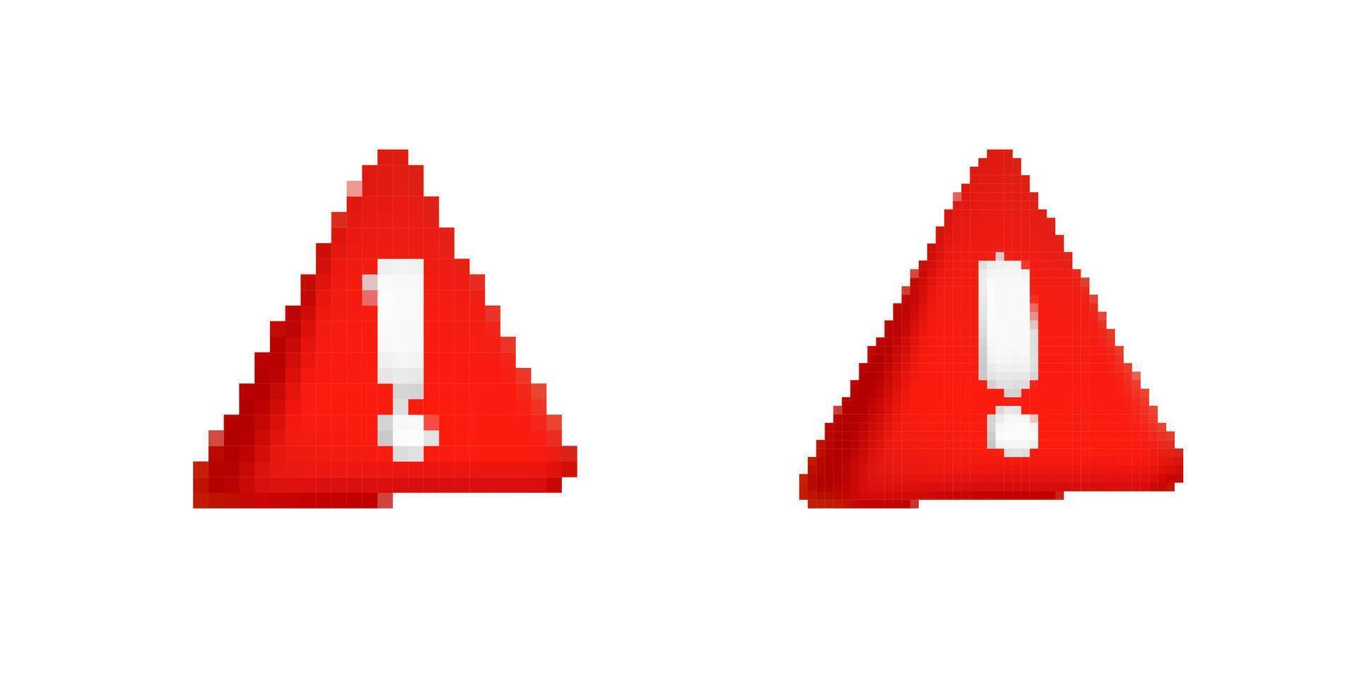 Red warning signs with exclamation marks displaying caution symbols vector