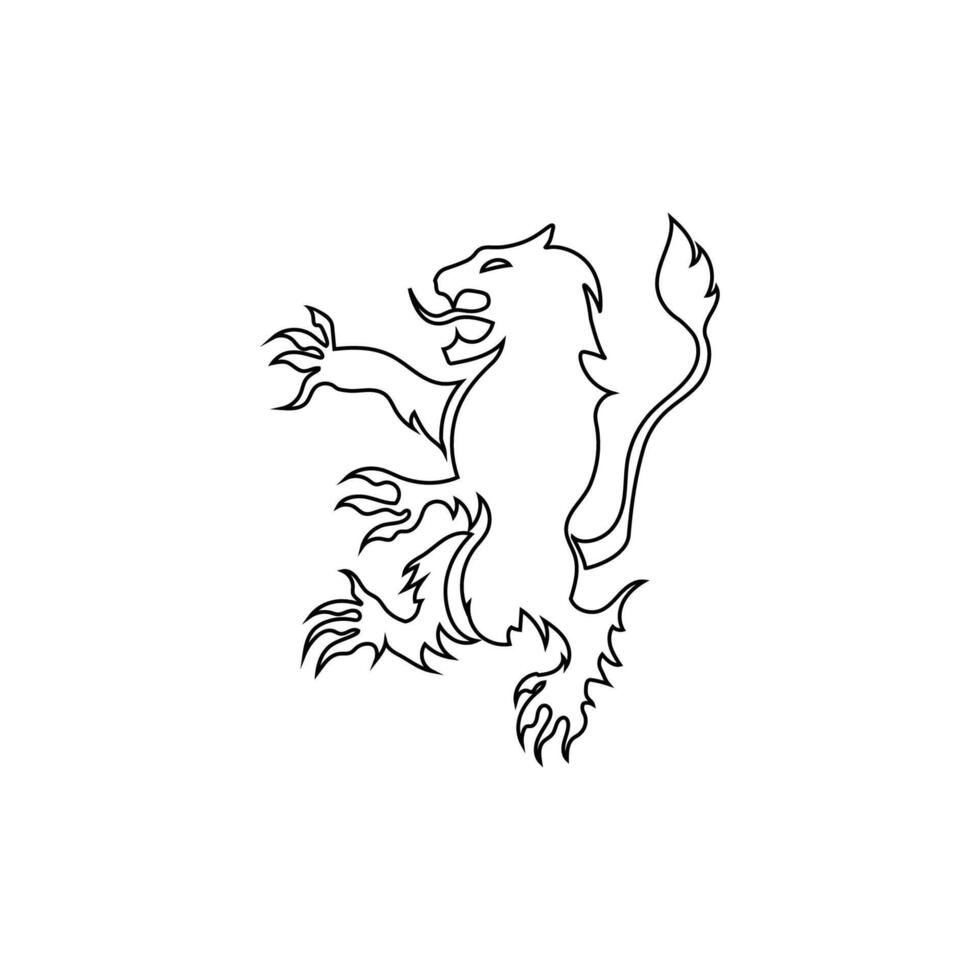 Black heraldic lion icon for royal and medieval themes. vector