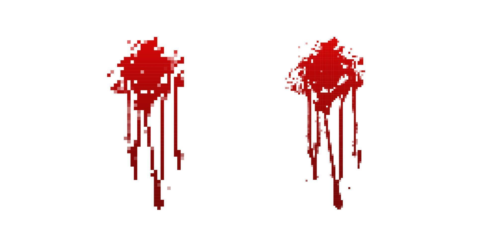 Pixelated blood drips and splatter vector
