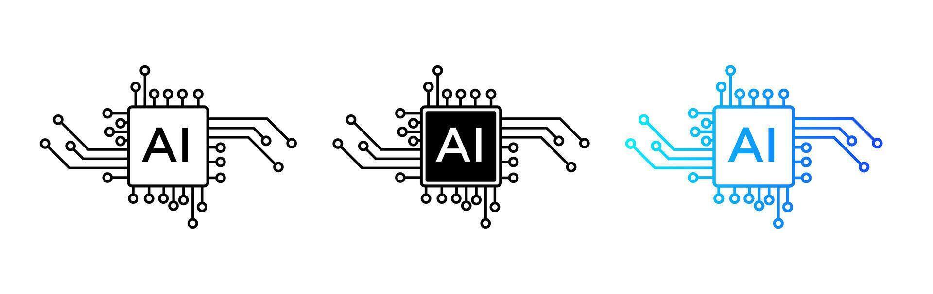 AI chip icon with circuits for futuristic and tech designs. vector