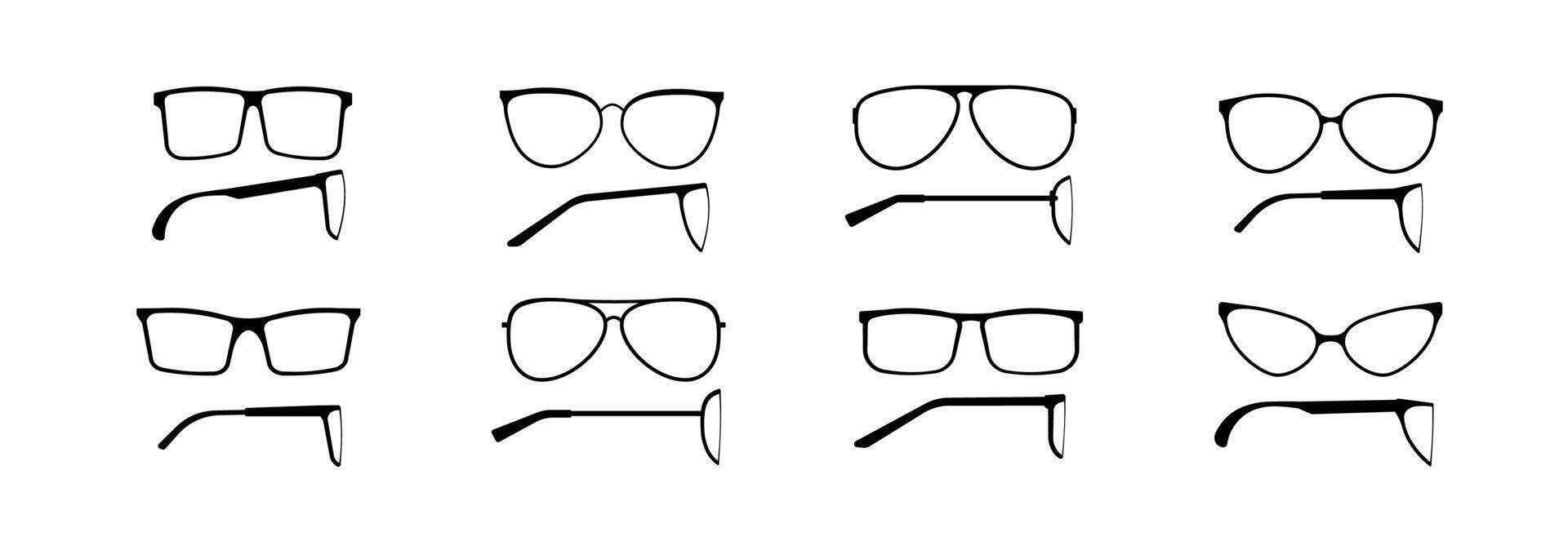 Diverse collection of eyeglasses and sunglasses in various stylish frames and designs vector