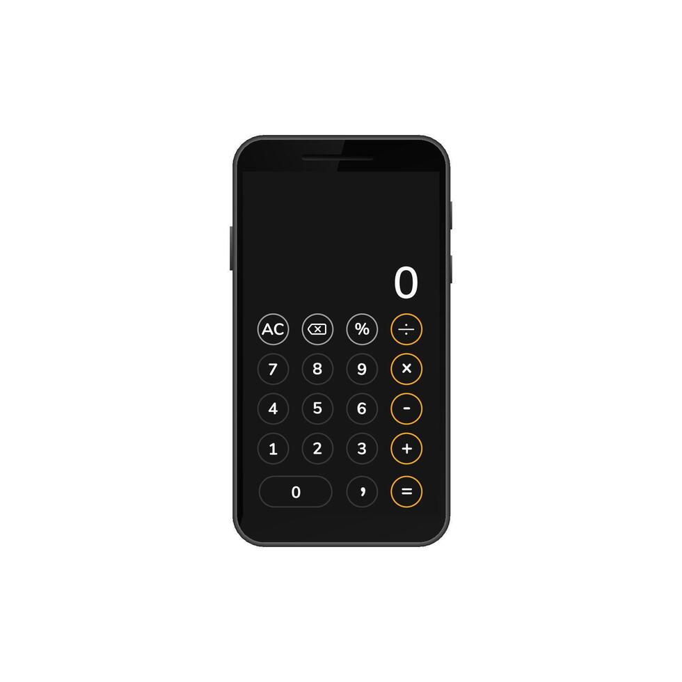 Digital calculator display on mobile screen with numbers and function keys visible vector