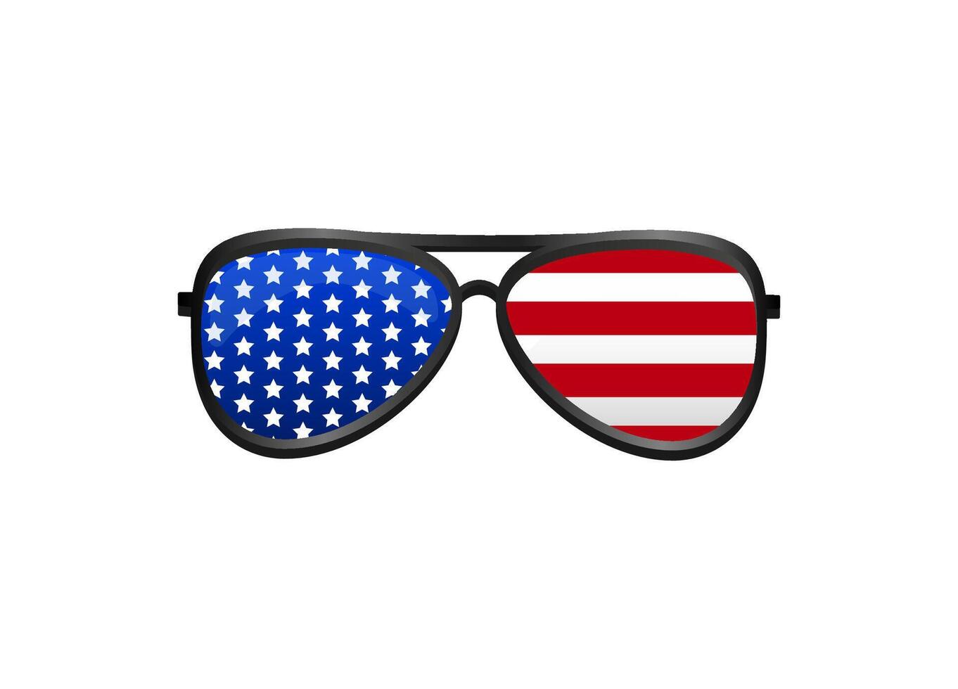 Stylish sunglasses with usa flag pattern featuring stars and stripes on both lenses vector