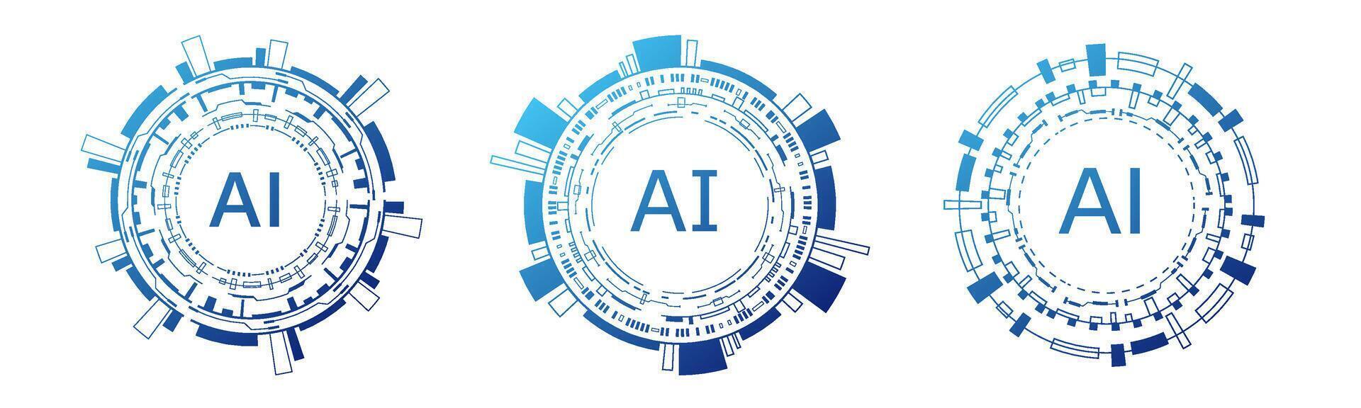 Futuristic blue AI frame for digital and business systems. vector