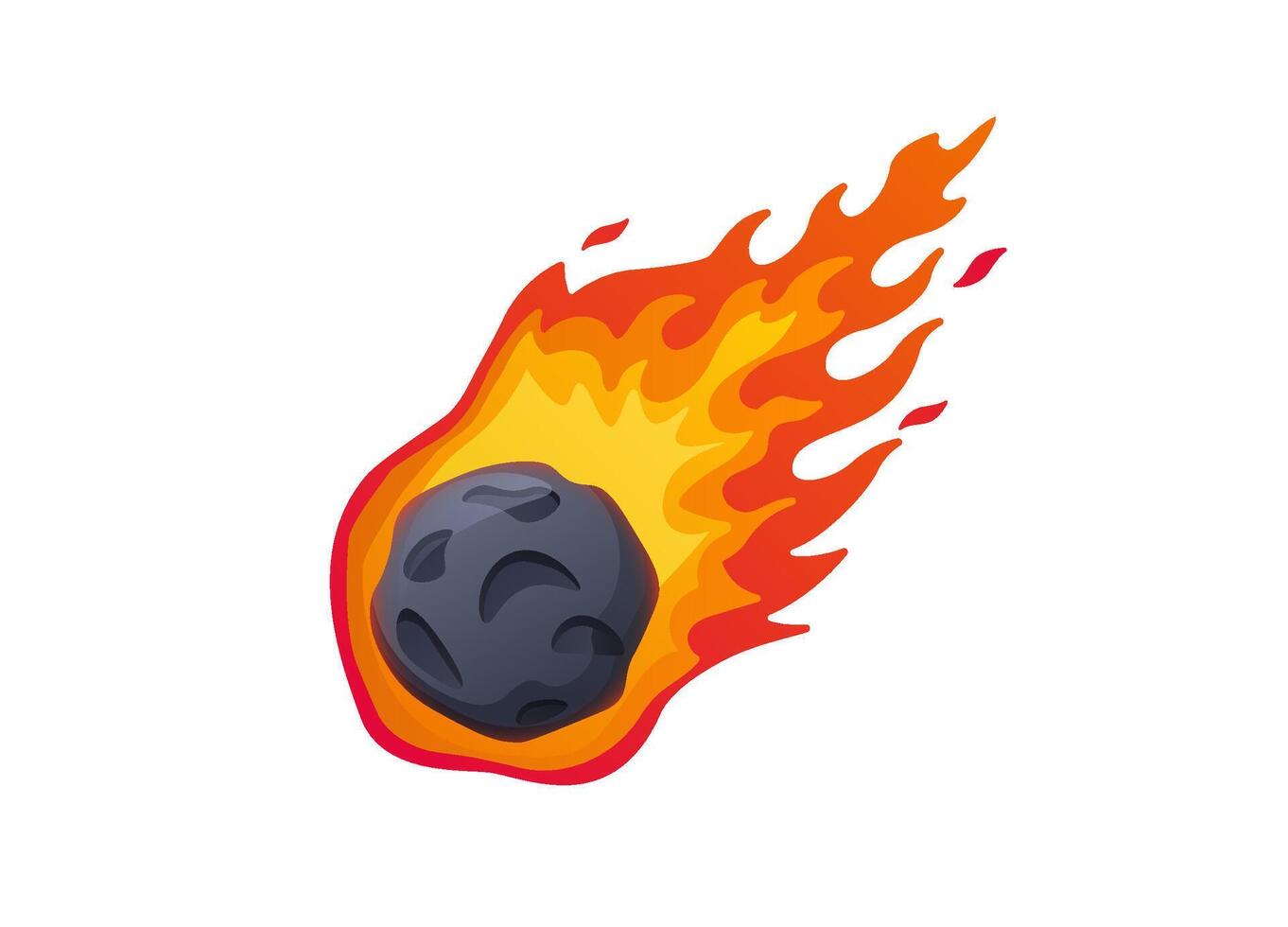 Fiery meteor with bright flames flying through the sky in a dynamic celestial scene vector