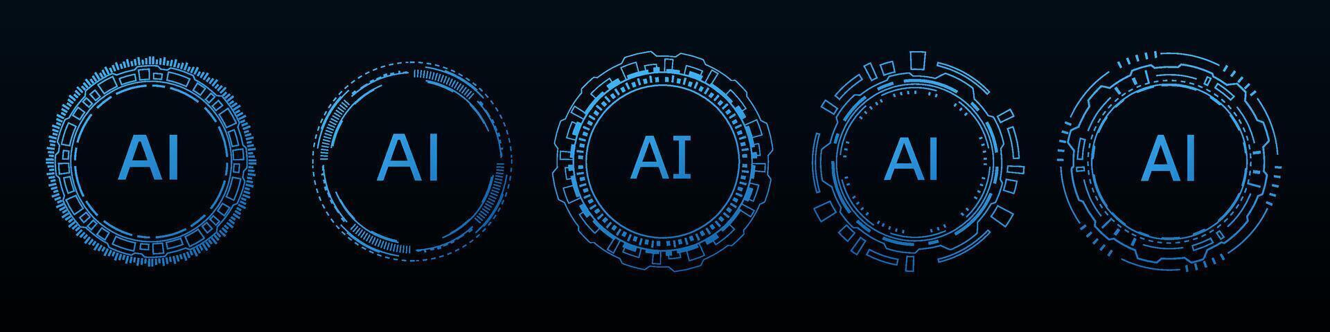 Holographic blue portal frame for virtual and tech designs. vector