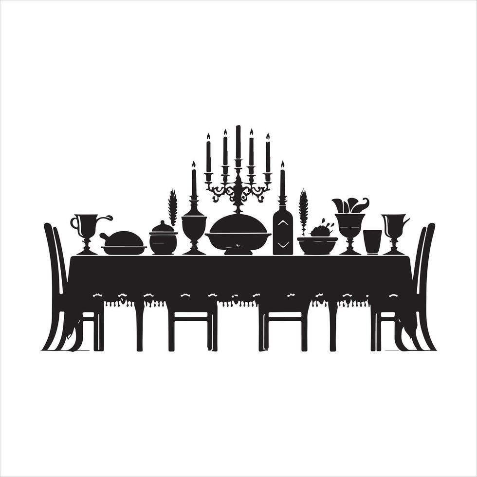Supra Table black Silhouette of a Traditional Feast vector