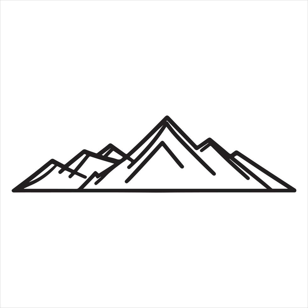 single one line Mountain black silhouette on white background vector