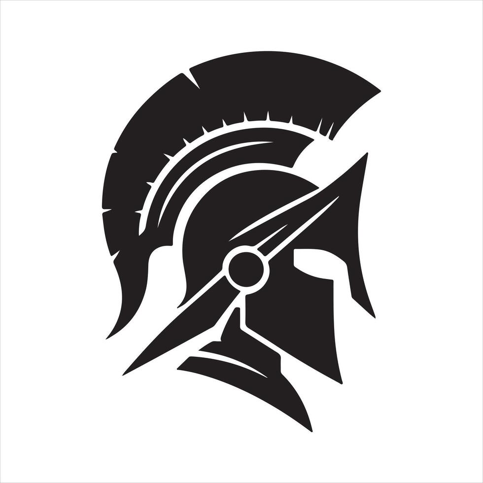 Spartan Helmet silhouette white background vector