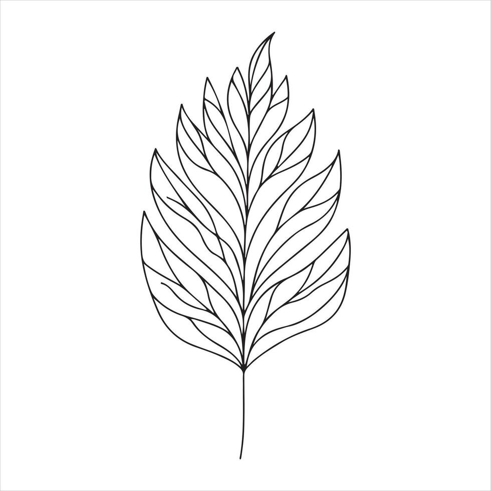 one line Leaf silhouette on white background vector
