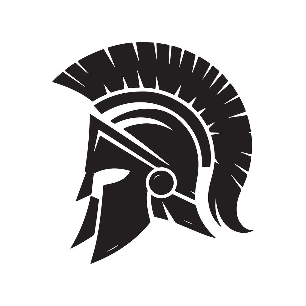 Black Spartan Helmet silhouette on white background vector