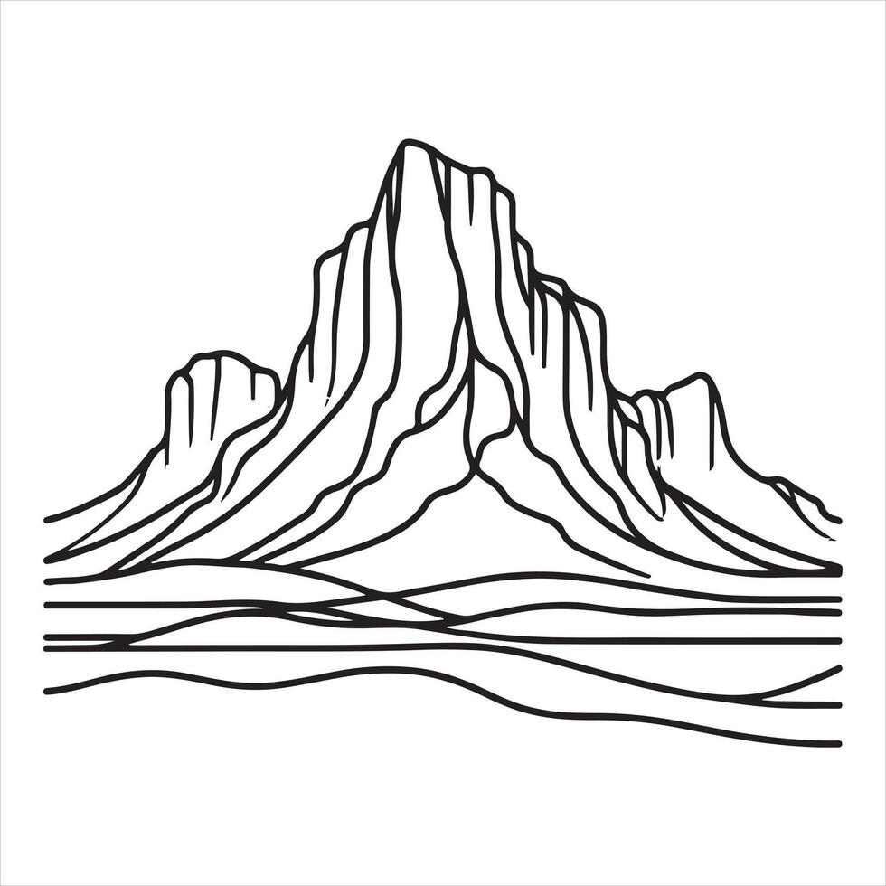 single one line Mountain silhouette white background vector
