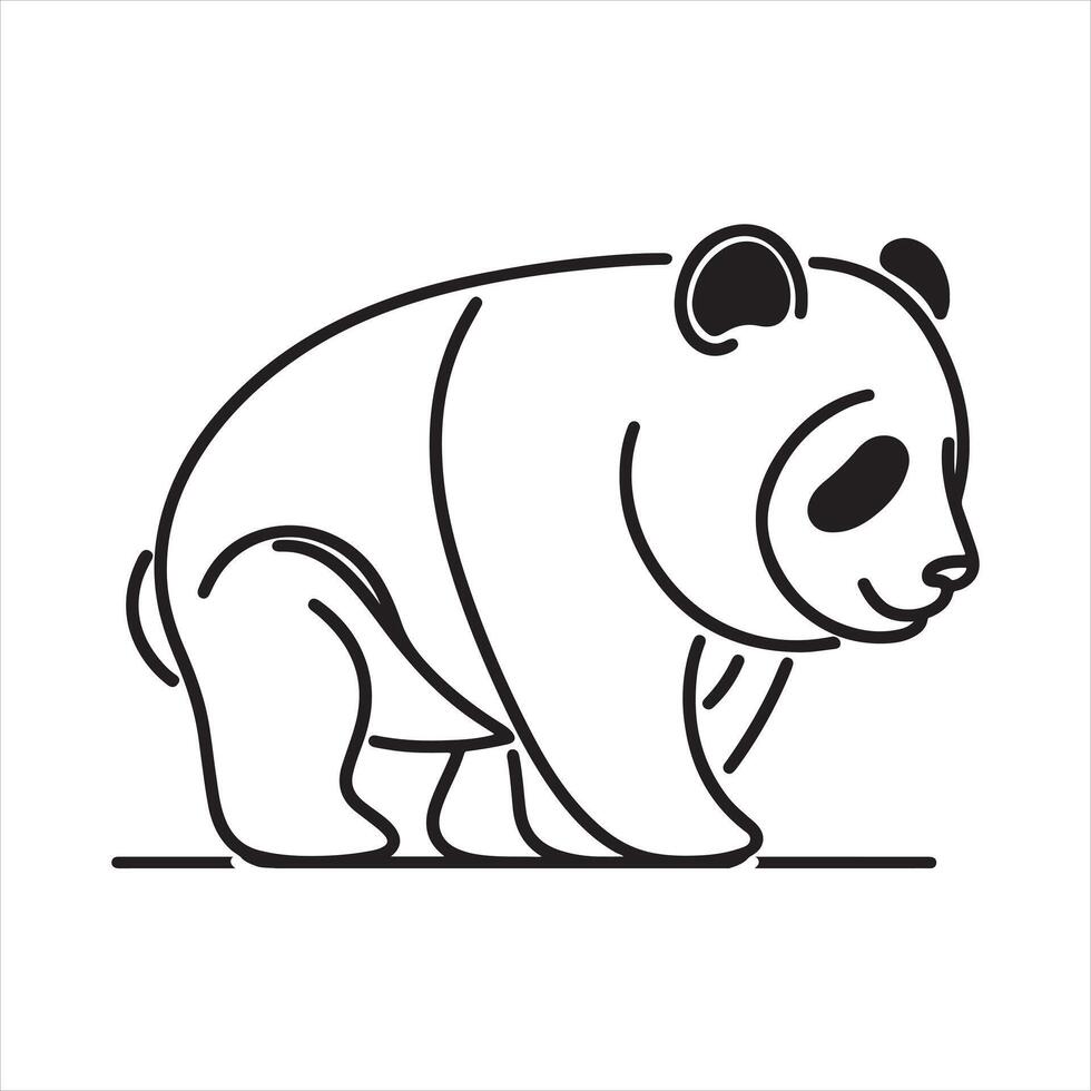 single one line panda silhouette on white background vector