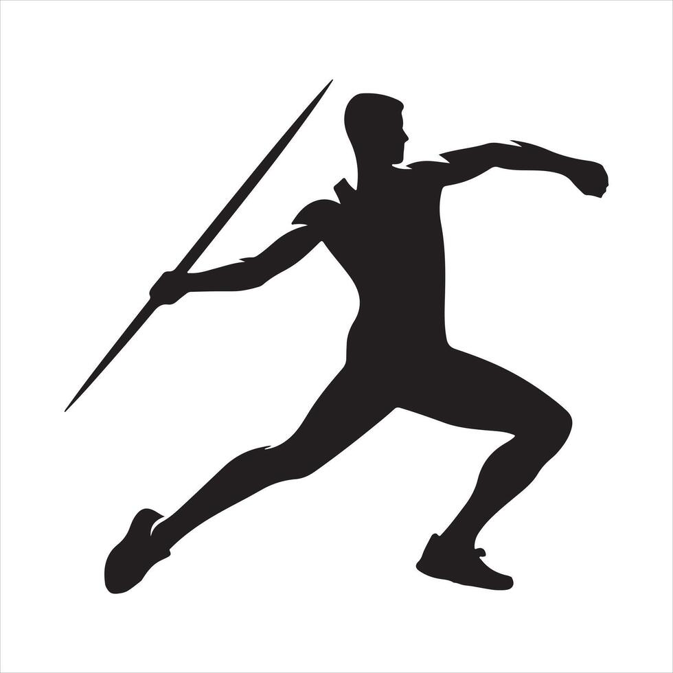 PrinJavelin Thrower Sport silhouette white background vector