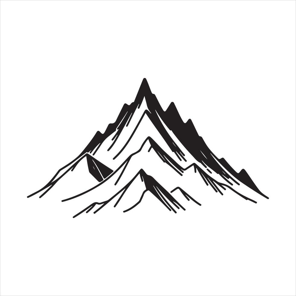 single line Mountain silhouette white background vector
