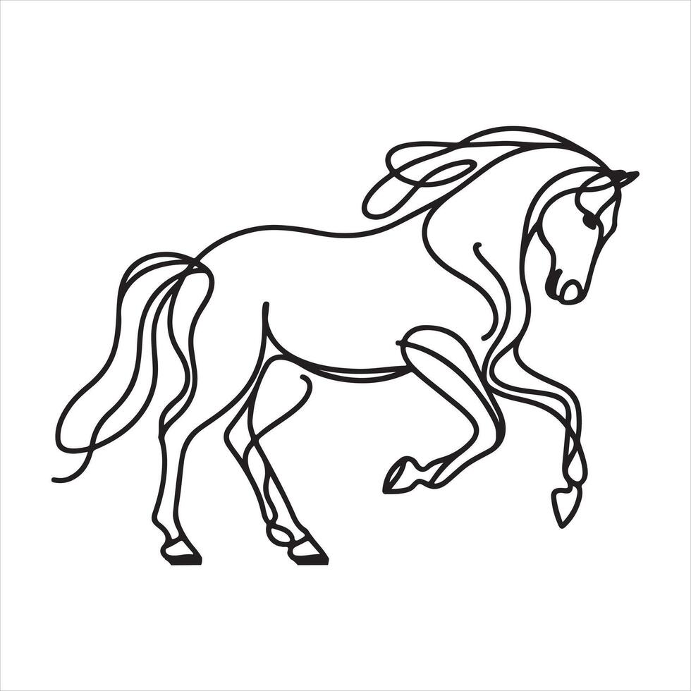 single line Horse silhouette on white background vector