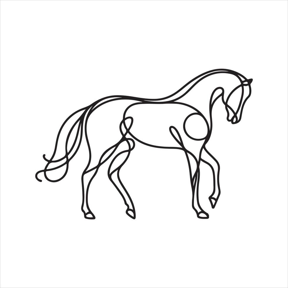 single line Horse silhouette white background vector