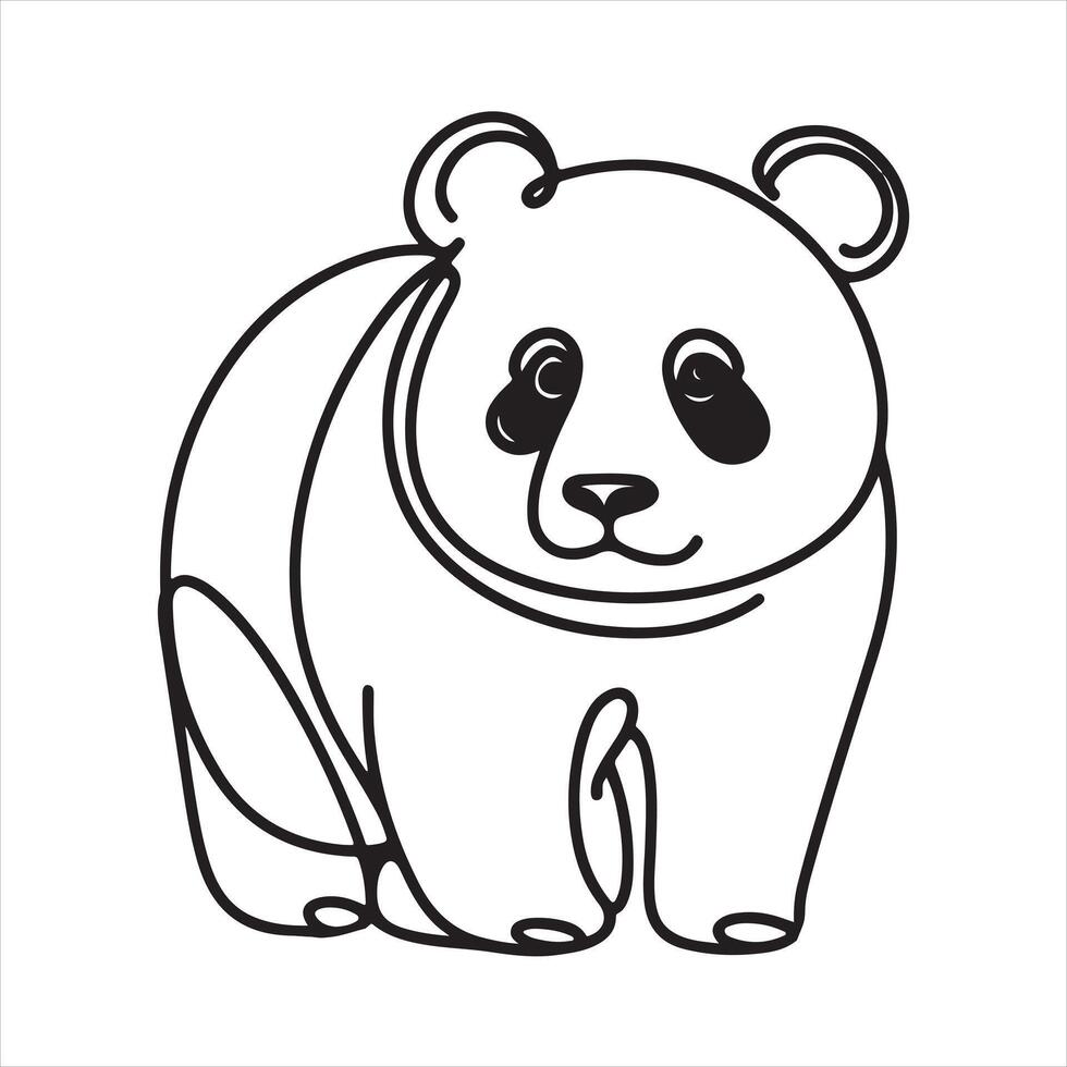single one line panda black silhouette on white background vector