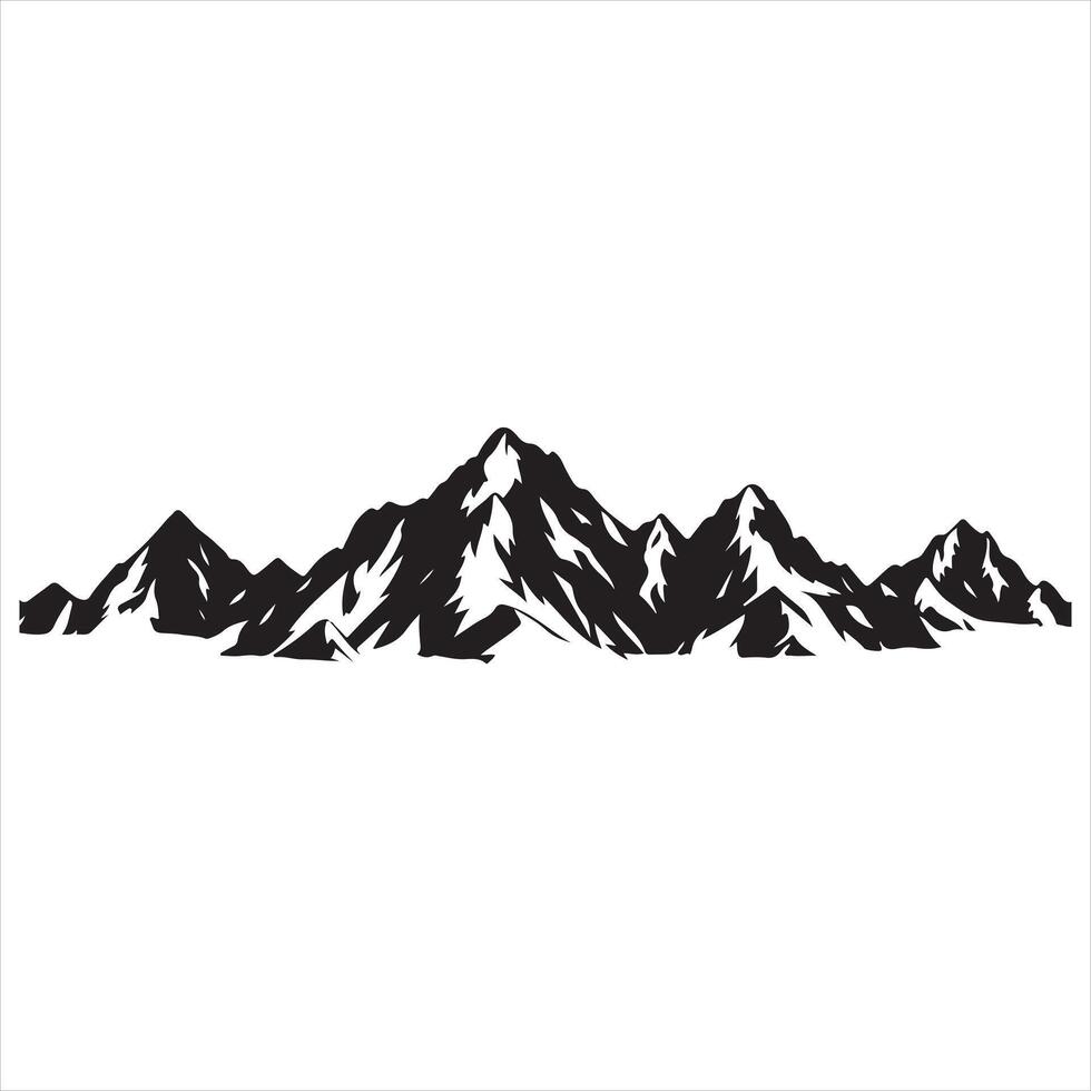 Austrian Alps Mountain black flat color silhouette white background vector