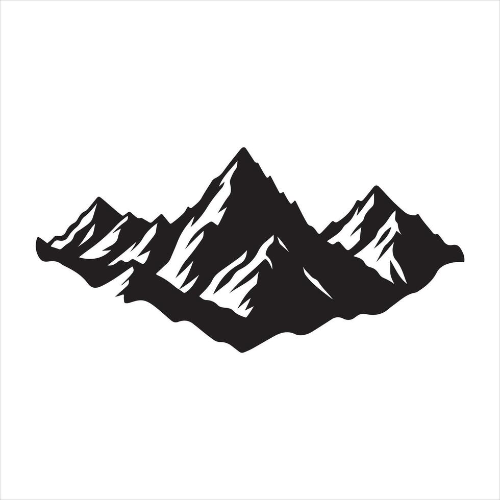 Austrian Alps Mountain black flat color black silhouette on white background vector